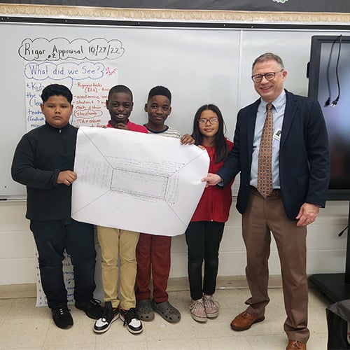 Michael with students